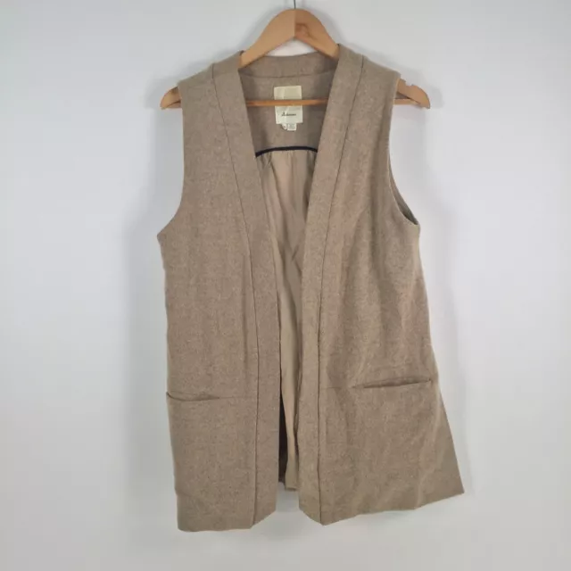 Elevenses anthropologie womens vest jacket size M beige wool blend 046116