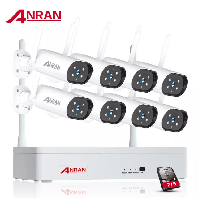 Überwachungskamera Außen Set Wlan Funk 3MP 2K IP Audio System 8CH CCTV NVR 2TB