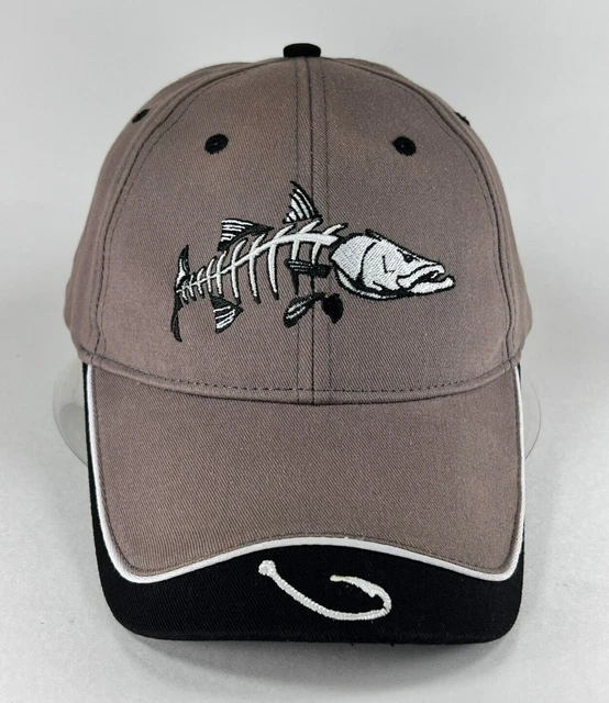 Get Reel Get Fish Baseball Strapback Adjustable Cap Hat OSFA Hook Skeleton