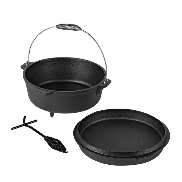Dutch Oven Feuerkessel Kessel Bräter Grillpfanne Deckelheber BBQ 5,7 Liter Guss 4