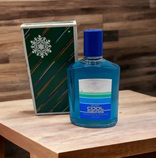 Avon Mens Cool Seas Refreshing After Shave 4oz  1984 Holiday Box