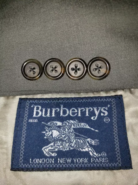 BURBERRYS' Blazer Mens 44R Gray Suit Jacket Sport Coat Vintage Interview Prom