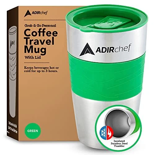 AdirChef Travel Mug 15 Oz - Insulated BPA Free Stainless Steel Vacuum Tumbler...