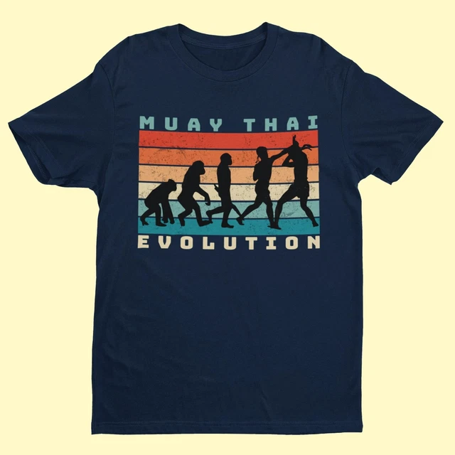 Camicia a T EVOLUTION OF MUAY THAI divertente scimmia a tailandese boxe combattimento sport fitness