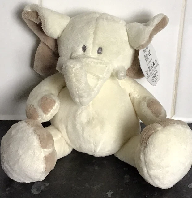 "Beige elefante neonato peluche morbido 10""