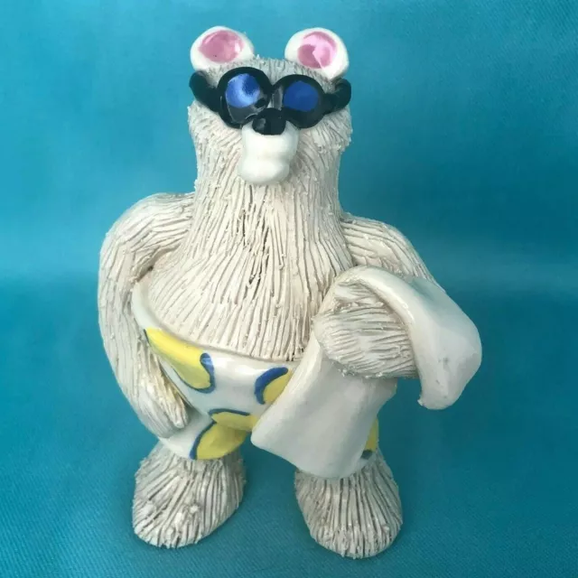 Art Studio Sculpture Hand Painted Beach Bear Vintage Ceramic 2