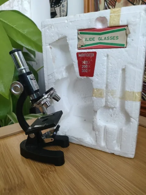 Vintage Creative Science Microscope With 3x Slides MADE IN JAPAN Old Gift Decor