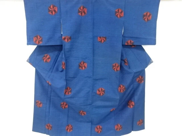 6449127: Japanese Kimono / Antique Kimono / Tokamachi Tsumugi / Woven Asanoha