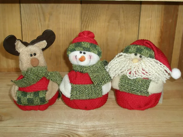 Elch, Schneemann, Weihnachtsmann Plüsch für Flaschenhals, Weihnachten / Winter