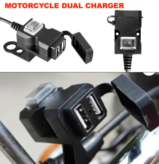 Dual USB Port Motorbike Motorcycle Charger Socket Power Adapter Waterproof UK