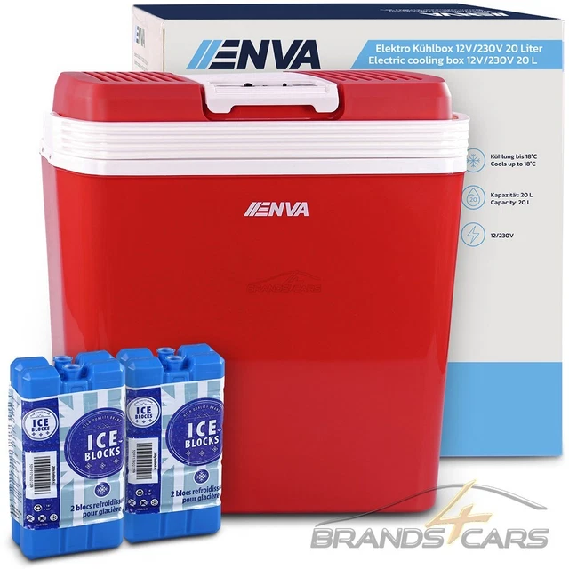Enva 20L Kühlbox Mini-Kühlschrank Thermoelektrische Warmhaltebox + 4 Kühlakkus