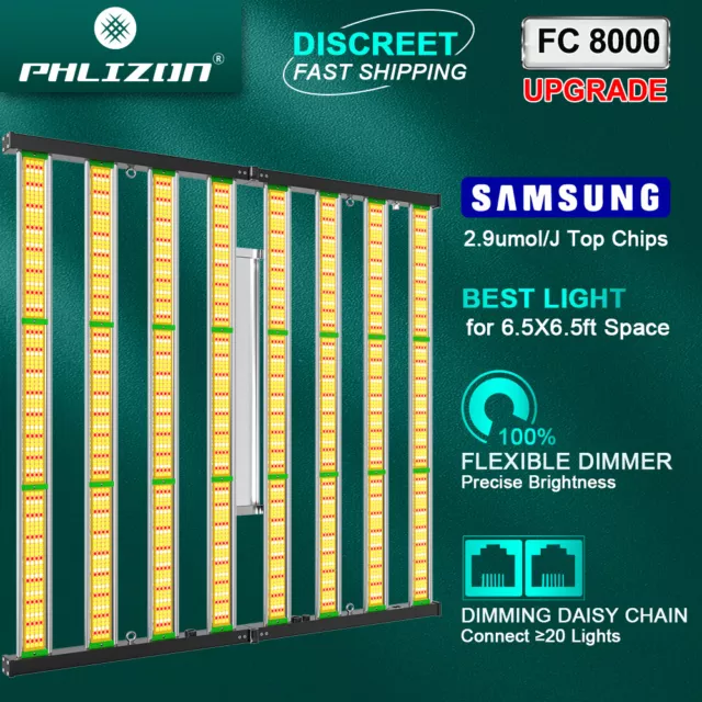 Phlizon FC 8000 LED Grow Light Bar Strip Samsung for All Plants Veg Flower 6x6ft