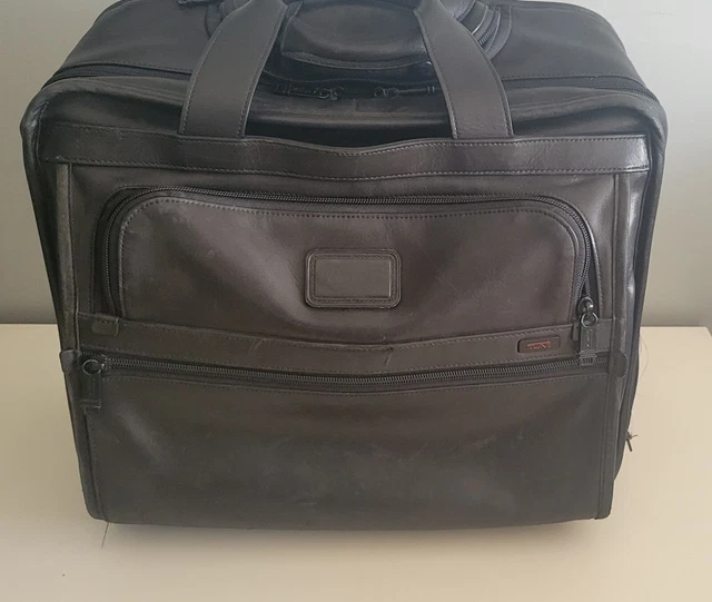 Tumi Alpha Luxury RollingBusiness Black Leather Briefcase #96102CH (2wheels)