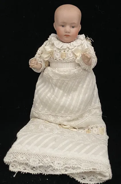 Antique 6” Gebruder Heubach Pouty Character Baby Bisque Doll & Vintage Outfit