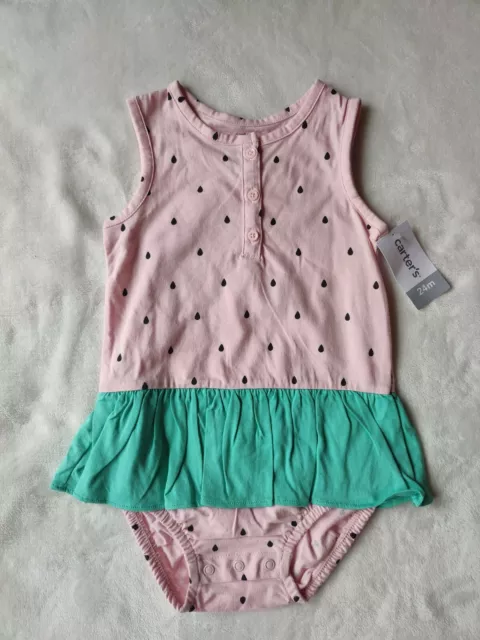 NEW Carter's Girl Baby Watermelon Summer one piece Bodysuit Size 24 Months