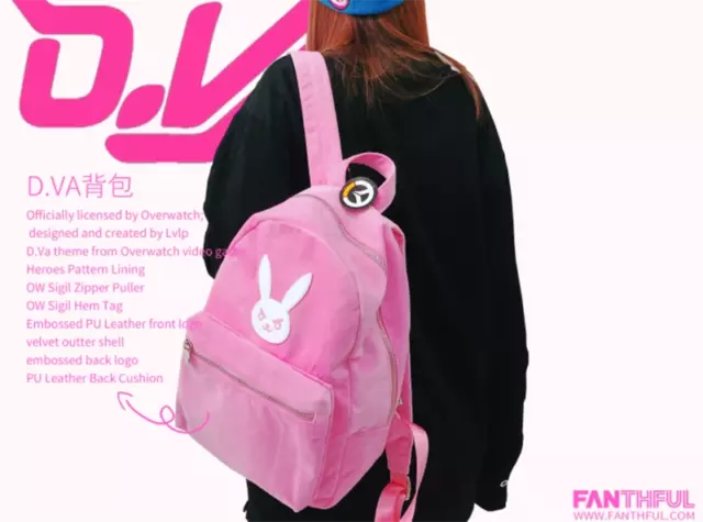 Anime Overwatch Cosplay Pink Backpack Knapsack Schoolbag Laptop Bag Gift Game