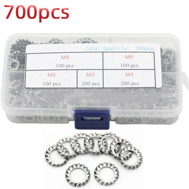 700PCS 5 SIZES External Tooth Star Washers Electrical Connections EUR