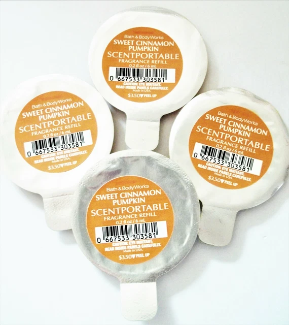 Bath Body Works Scentportable Refills, SWEET CINNAMON PUMPKIN, NEW, x 4