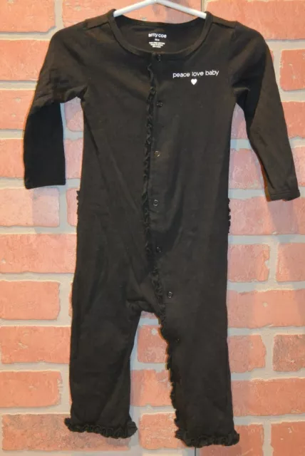 Amy Coe 12 M Months Peace Love Baby Girl Black Bodysuit One Piece Romper Outfit