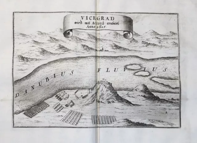 Visegrad Hungary Danube Donau map Kupferstich engraving Merian 1691