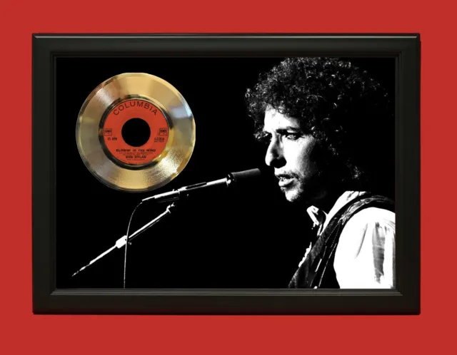 Bob Dylan Poster Art Wood Framed 45 Gold Record Display C3