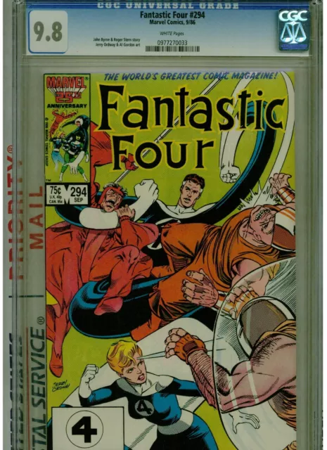 Fantastic Four #294 Cgc Mint 9.8 White Pages 1986 John Byrne Blue Label Marvel