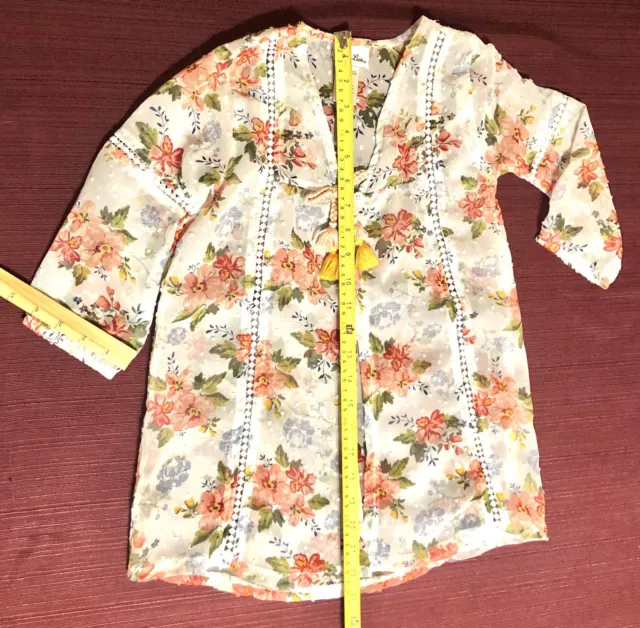 Girls - Size 6, Floral Covered Long Sleeve Sheer Over Jacket by: Little Lass