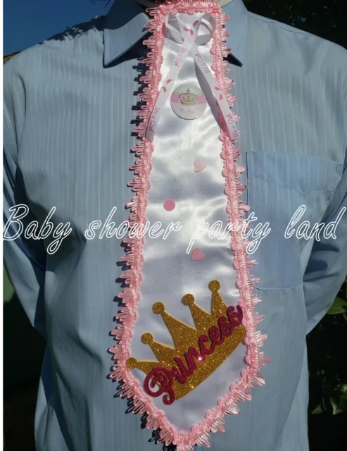 Dad to be Tie | Princess Baby Shower Decoration | It's a Girl | Gold Crown