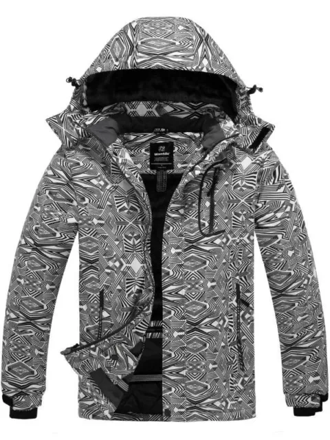 Wantdo Men's Mountain Ski Snowboarding Jacket Black Print - Size M