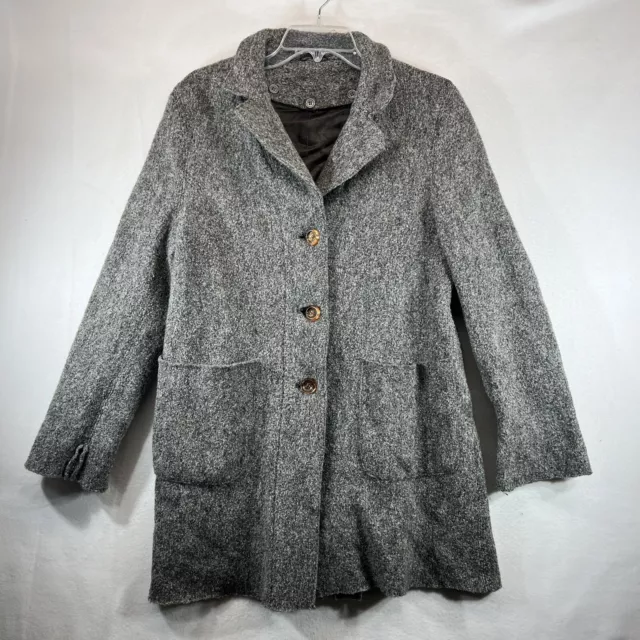 Utex Design 100% Boiled Virgin Wool Coat Jacket Trench Gray Lined