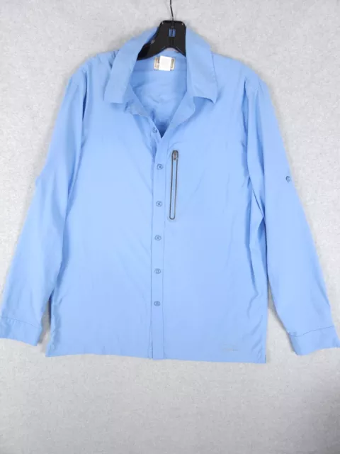 L.L. Bean Button Down Shirt Men's Size Medium M Blue Nylon Outdoor/Fishing Shirt