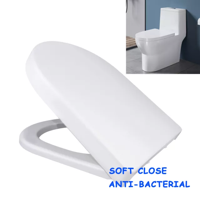 Soft Close Quick Release Toilet Seat White Heavy Duty D Shape Seat Lid