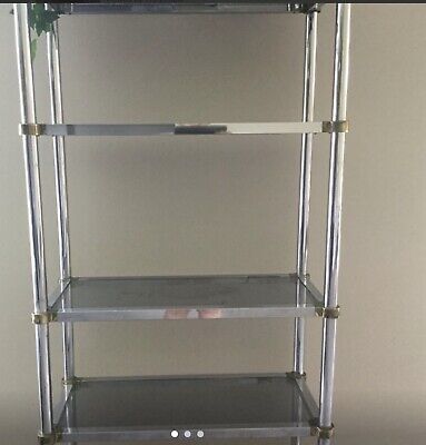 Vintage mid century Modern Glass and Chrome Etagere