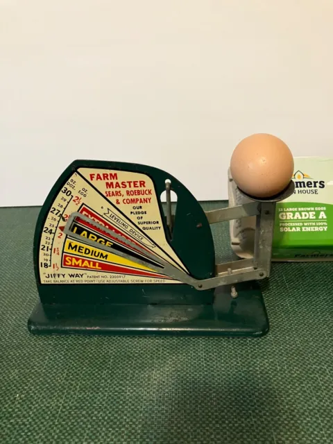 Vintage Egg Scale Jiffy Way Primitive Egg Scale with Egg as Shown, Rusty