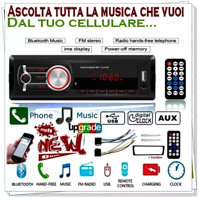 RADIO PER AUTO Radio macchina Autoradio bluetooth Autoradio universale USB  AUX EUR 36,88 - PicClick IT