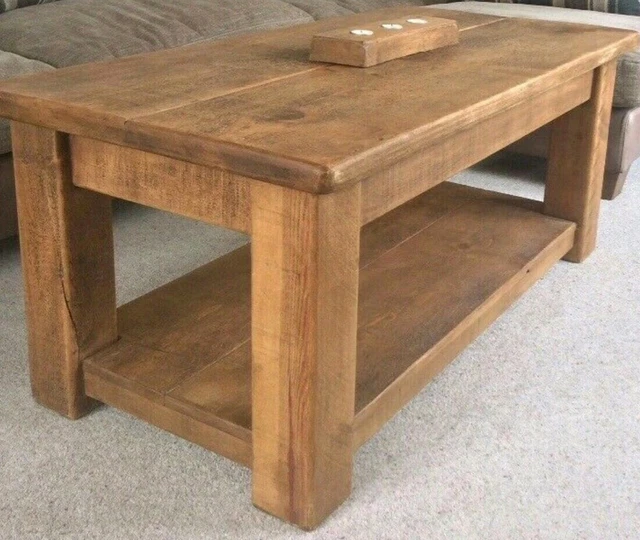 REAL SOLID WOOD Coffee table Chunky Rustic Plank Pine Indigo Furniture