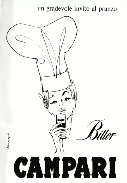 Pubblicita' 1967 Bitter Campari Aperitivo Pranzo Invito Cuoca Marangolo