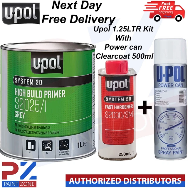Upol High Bulid Primer S2025/1 Grigio - Con Scatola Di Alimentazione Kit Trasparente 500Ml 1,5Ltr