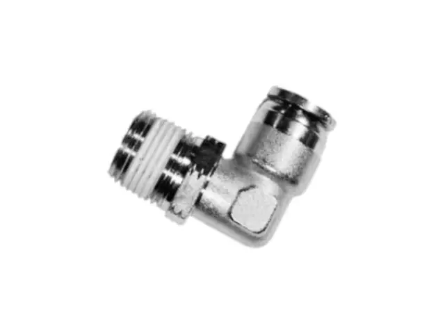 1/4" OD Hose X 1/4" NPT 90 Degree Swivel Elbow Nickel Plated Brass Fitting