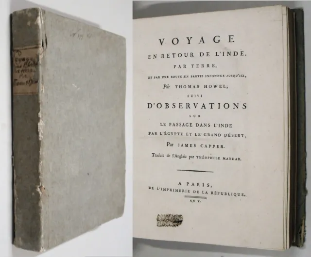 VOYAGE RETOUR INDE TERRE HOWEL EGYPTE DESERT CAPPER Viaggi Esplorazioni 1797