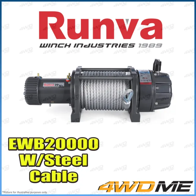 Runva EWB20000 PREMIUM 24V 20000lbs W/Steel Cable Recovery Offroad 4WD Winch