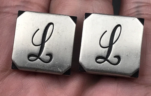 Boutons De Manchette Vintage En Argent 980 Et Spinelle Noir - Moderne, Authentique, Occasion