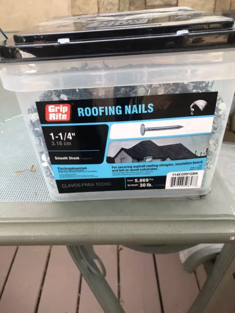 Grip-Rite 114EGRFGBK 1-1/4-Inch Electro-Galvanized Roofing Nails, 30-Pounds