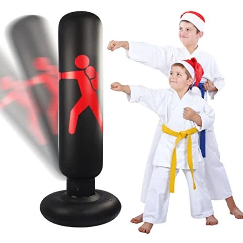 Inflatable Punching Bag for Kids - 63 Inches Kid Boxing Bag with Stand for