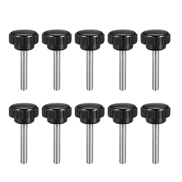 M5x40mm filetage mâle Élément serrage moleté Grip visser tête rond type 10pc