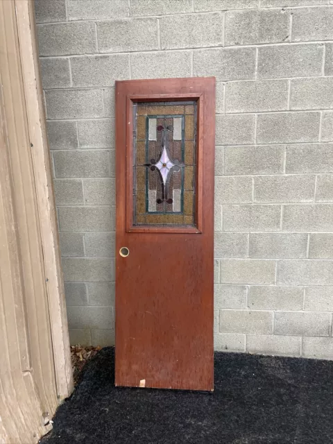 CM 775 vintage stained glass door 25.75 x 79.75 x 1 5/8