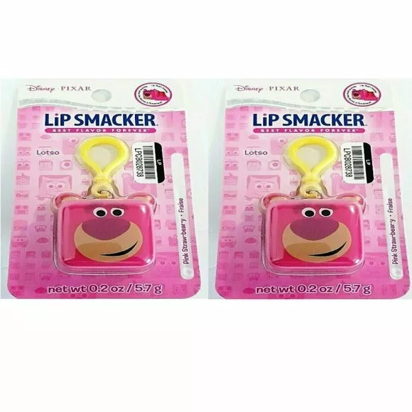 Disney Pixar Lip Smackers Lotso Bear Pink Strawberry Keychain