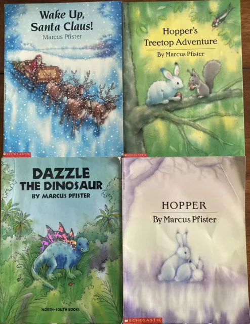 4 Marcus Pfister paperback Bks- Wake Up Santa Claus-Dazzle-Hopper+ cassette tape