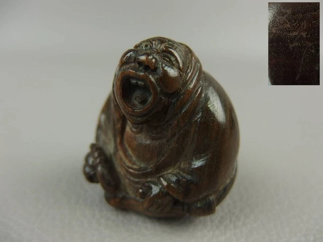 Old Netsuke Inscribed Person Sculpture Sagemono Old Folk Art From Japan