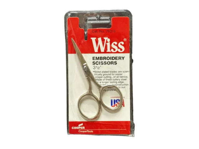 Vintage Wiss USA 3-1/2 Needlepoint Embroidery Sewing Scissors #763 1/2  Package